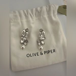 Olive & Piper silver Serena Drop earrings.